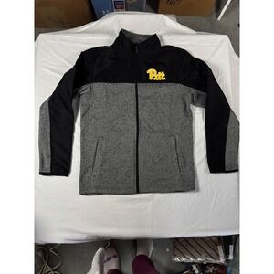 NWOT Pitt Panthers Full Zip Fleece Jacket Black Grey Logo Athletic Men Size 2XL